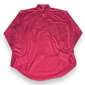 Bugle Boy Vintage Dark Red Long Sleeve Button Up Shirt Logo Pocket Men’s Size M